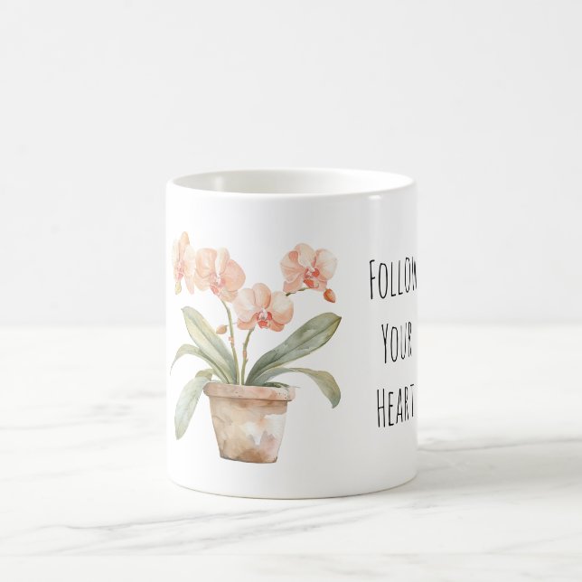 Caneca De Café Peach Orchid Flowers (Centro)