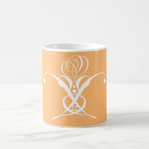 Caneca De Café Peach Retro White Flourish Rosa
