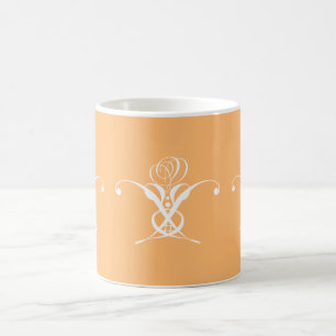 Caneca De Café Peach Retro White Flourish Rosa
