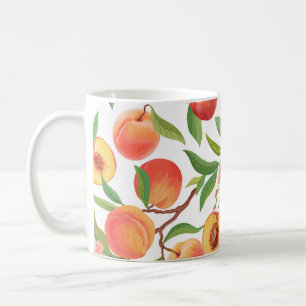 Caneca De Café Peach Tropical Fruta Vintage Pattern.