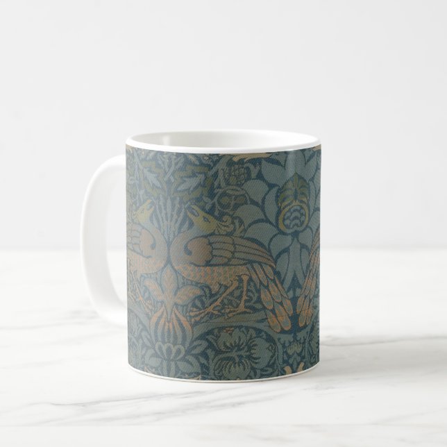 Caneca De Café Peacock e Dragon por William Morris (Frente Esquerda)