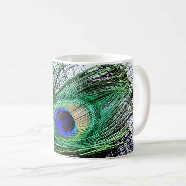 Caneca De Café Peacock Feather 1 Mugs (Frente Esquerda)