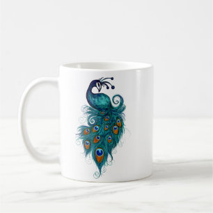 Caneca De Café Peacock Feather Teal Peacocks