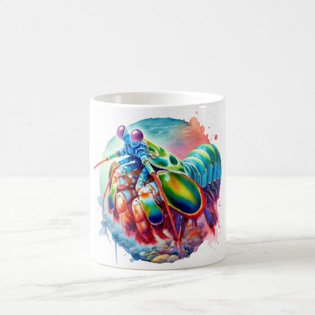 Caneca De Café Peacock Mantis Shrimp REF253 - Watercolor (Centro)