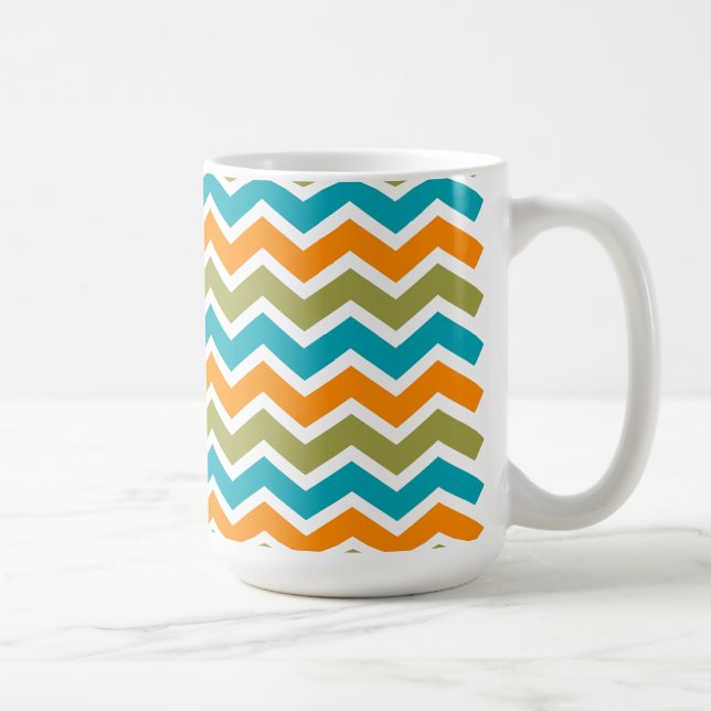 Caneca De Café Peacock Vibrant Tribal Zigzag (Direita)