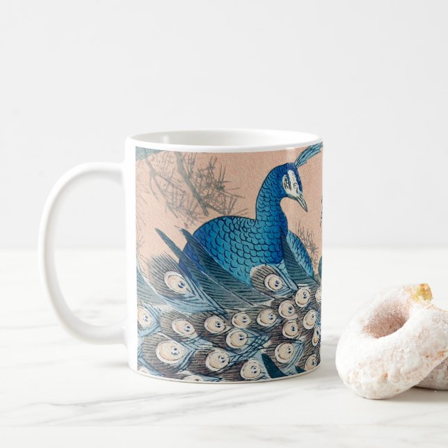 Caneca De Café Peacocks Azul (Com Donut)