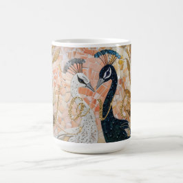 Caneca De Café Peacocks Dourado Glitter Love Blush Rosa
