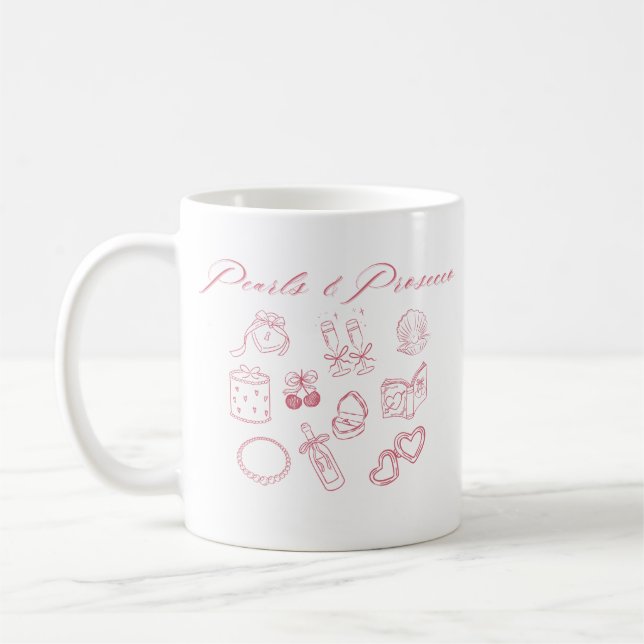 Caneca De Café Pearls & Prosecco Design | Despedida de Solteira R (Esquerda)