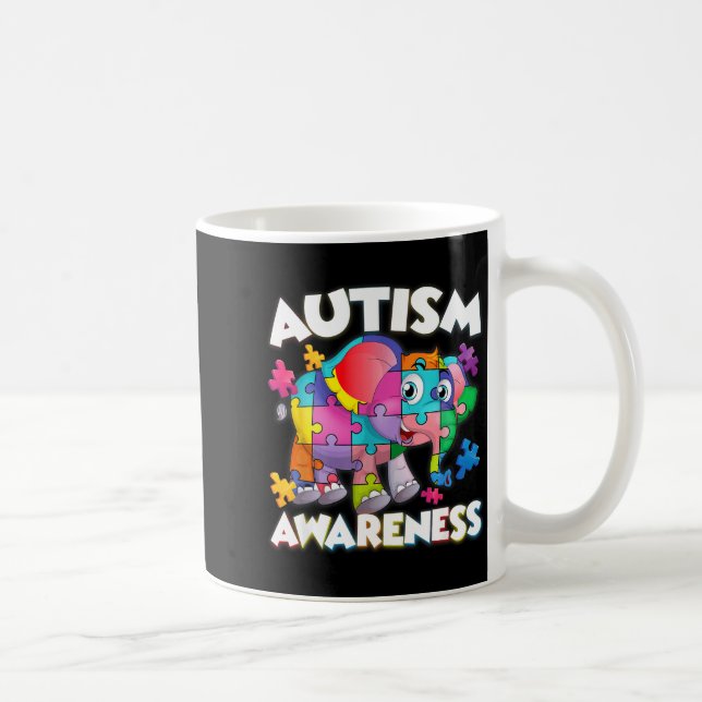 Caneca De Café Peça de quebra-cabeça de elefante mês de conscient (Direita)