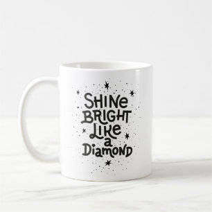 Caneca De Café Peça Negra Clássica Branca com Estrelas Monocromát