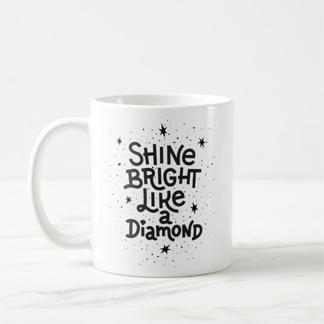 Caneca De Café Peça Negra Clássica Branca com Estrelas Monocromát (Esquerda)