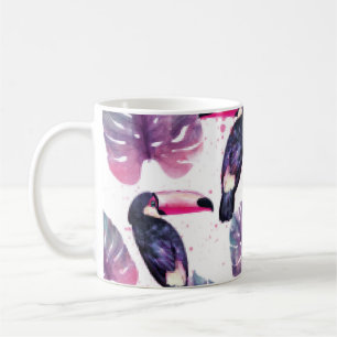 Caneca De Café Peças de Aquarela: Chic Ultra-Violeta Tropical.