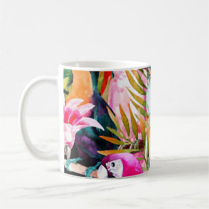 Caneca De Café Peças de Aquarela: Padrão Tropical Sem Olhos