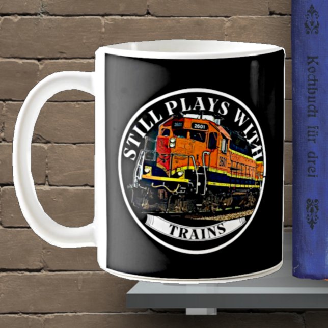 Caneca De Café Peças de teatro com trem Orange Black Diesel (Criador carregado)
