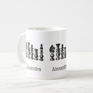 Caneca De Café Peças de Xadrez Arte Vintage