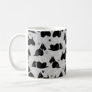 Caneca De Café Peças Terrier preto escocesas e ossos de café