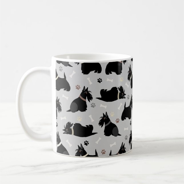 Caneca De Café Peças Terrier preto escocesas e ossos de café (Esquerda)
