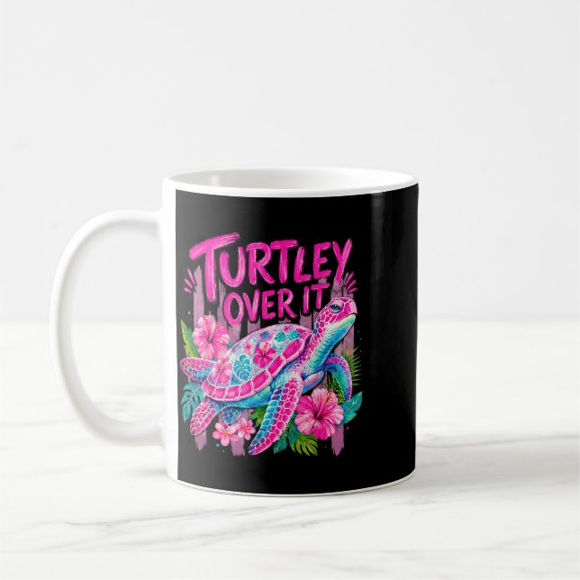 Caneca De Café Ped Turtley Sobre Flor de Tartaruga Fofa Engraçado (Esquerda)