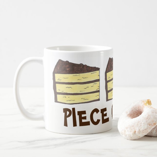 Caneca De Café Pedaço de Pedaço de Camada de Chocolate Amarelo de (Com Donut)