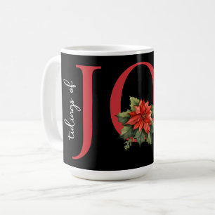 CANECA DE CAFÉ PEDAÇOS DE JOY RED CHRISTMAS POINSETTIA A PRETO,