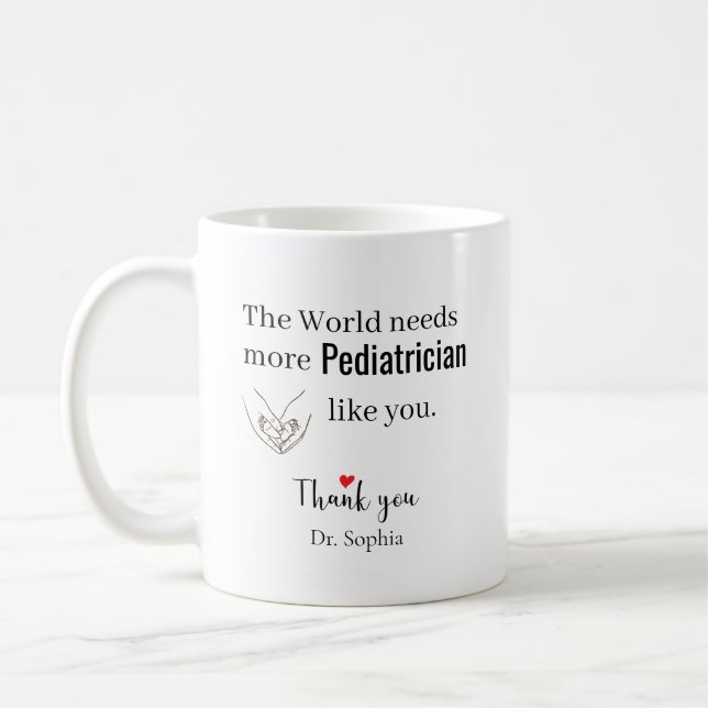 Caneca De Café Pediatra Obrigado Nome Personalizado (Esquerda)