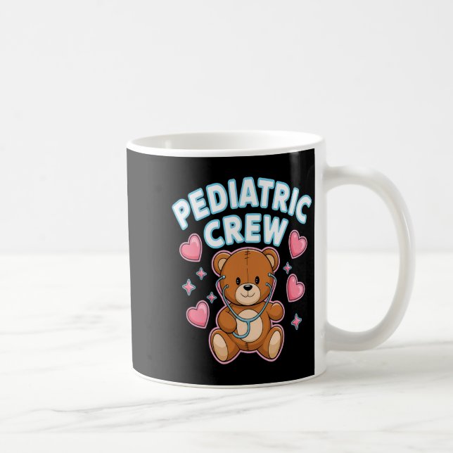 Caneca De Café Pediatric Crew Nurse Bear Heart Stethoscope Peds  (Direita)