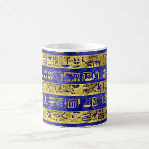 Caneca De Café Pedra azul do teste padrão egípcio dourado dos