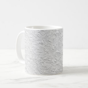 Caneca De Café Pedra Branca Texturizada, Arte Monocromática Abstr