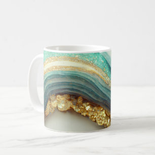 Caneca De Café Pedra de Geodo de Agato Teal