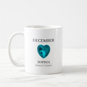 Caneca De Café Pedra do Nascimento de Dezembro Nome Turquesa