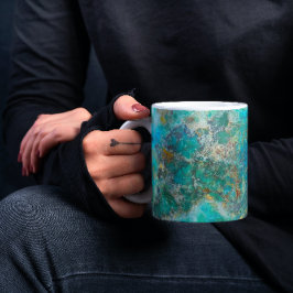 Caneca De Café Pedra Mineral Chrysocolla Azul