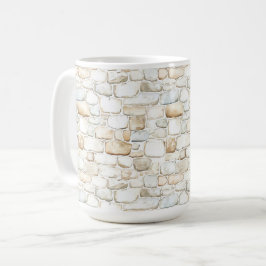 Caneca De Café Pedras Falsas Cinza Branco Creme