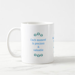 Caneca De Café Pedras Preciosas Azuis Claras em Branco