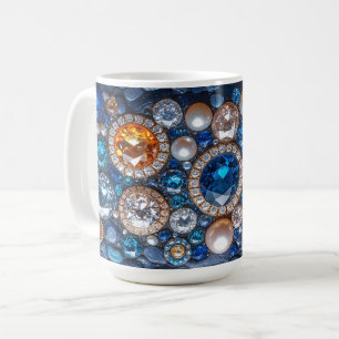 Caneca De Café Pedras Preciosas Diamantes Safiras Pérolas