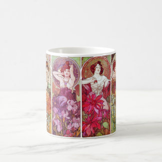 Caneca De Café Pedras preciosas e flores, Alphonse Mucha