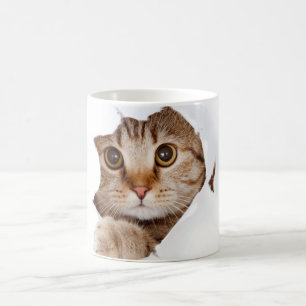 Caneca De Café Peek-a-Mew - Adorável Rosto de Gato