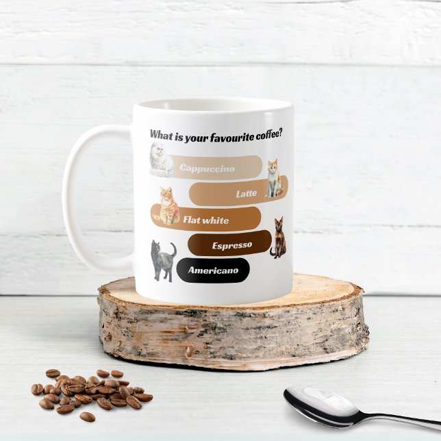 Caneca De Café Pega A Sua Flavor Felina. (Purrfect Brew Cat Mug – Pick Your Feline Flavor!)