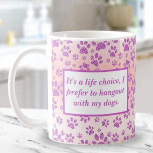 Caneca De Café Pegadas de Pata Brilhantes Roxas Divertidas  