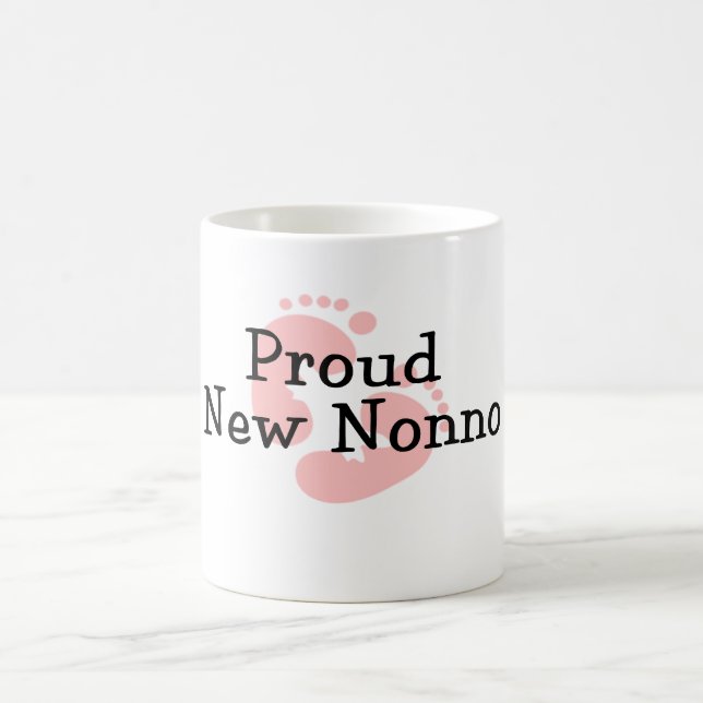 Caneca De Café Pegadas do Bebê Menina Orgulhoso Novo Nonno (Centro)
