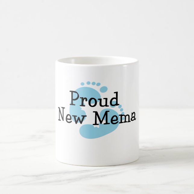 Caneca De Café Pegadas do Bebê Menino da Nova Mema Orgulhosa (Centro)