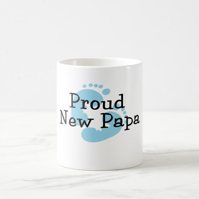 Caneca De Café Pegadas do Bebê Menino do Novo Papai Orgulhoso (Centro)