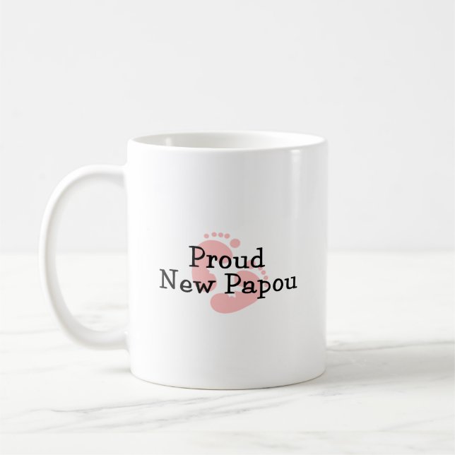 Caneca De Café Pegadas novas orgulhosas do bebé de Papou (Esquerda)