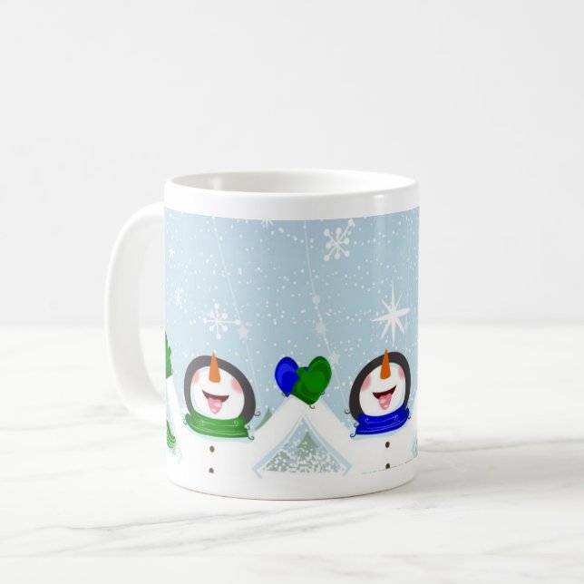 Caneca De Café Pegando flocos de neve na língua Snowman Mug (Frente Esquerda)