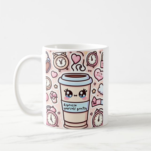 Caneca De Café Pegatina de vinilo con forma personalizada (Esquerda)