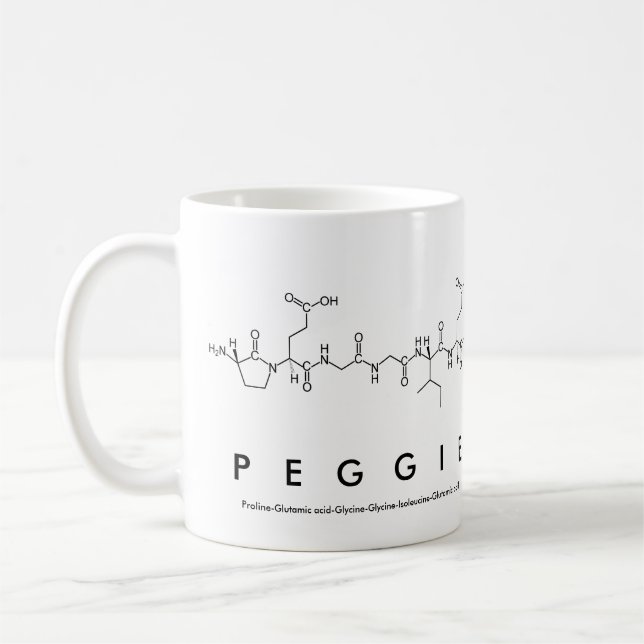 Caneca De Café Peggie peptide nome mug (Esquerda)