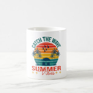 Caneca De Café Pegue a Onda Vibrações de Verão