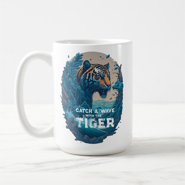 Caneca De Café Pegue uma onda com o Tigre. (Esquerda)