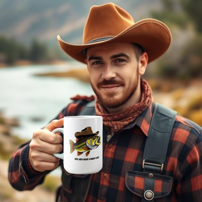 Caneca De Café Peixe-Baixo Engraçado com Chapéu-Cowboy (Gift for Him- Funny Fish Wearing a Cowboy Hat Coffee Mug )