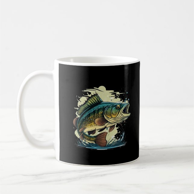 Caneca De Café peixe-base-vetor-cartoon-tshirt-bass-peixe-base-gr (Esquerda)