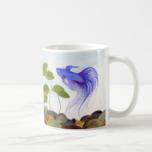 Caneca De Café Peixe Betta Azul